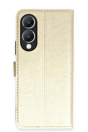 Newface Vivo Y17S Kılıf Trend S Plus Kapaklı Kılıf - Gold resmi
