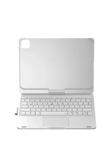 Newface iPad Pro 11 (2024) F11 ATS Kılıf Magic Dönen Klavyeli Tablet Kılıf - Gümüş resmi