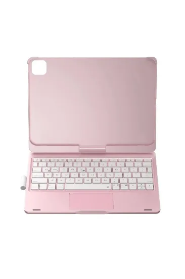 Newface iPad Pro 11 (2024) F11 ATS Kılıf Magic Dönen Klavyeli Tablet Kılıf - Pembe resmi