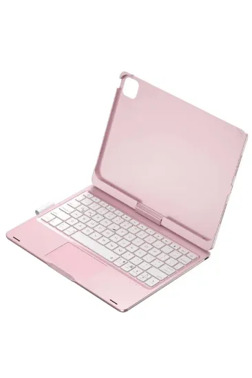 Newface iPad Pro 11 (2024) F11 ATS Kılıf Magic Dönen Klavyeli Tablet Kılıf - Pembe resmi