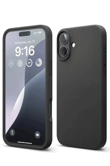 Newface iPhone 16 Plus Kılıf Nano içi Kadife Silikon - Siyah resmi