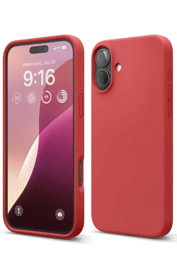 Newface iPhone 16 Plus Kılıf Nano içi Kadife Silikon - Kırmızı resmi