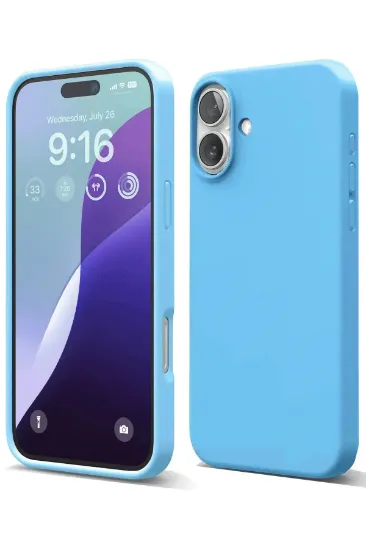 Newface iPhone 16 Plus Kılıf Nano içi Kadife Silikon - Mavi resmi