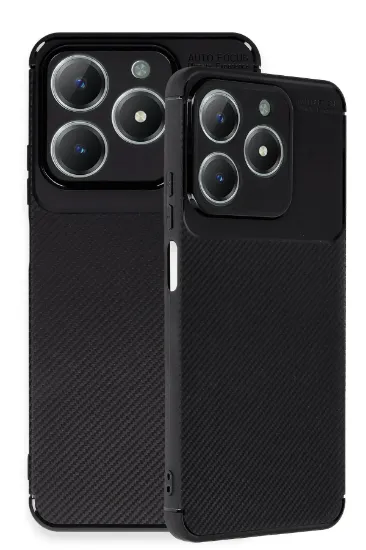 Newface Realme C61 Kılıf Auto Focus Karbon Kapak - Siyah resmi