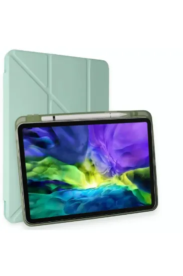 Newface iPad Pro 11 (2024) Kılıf Kalemlikli Mars Tablet Kılıfı - Açık Yeşil resmi