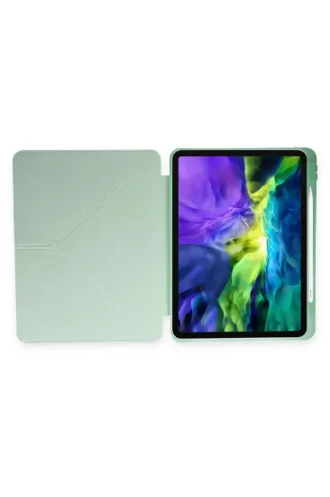 Newface iPad Pro 11 (2024) Kılıf Kalemlikli Mars Tablet Kılıfı - Açık Yeşil resmi