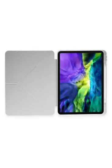 Newface iPad Pro 11 (2024) Kılıf Kalemlikli Mars Tablet Kılıfı - Gri resmi