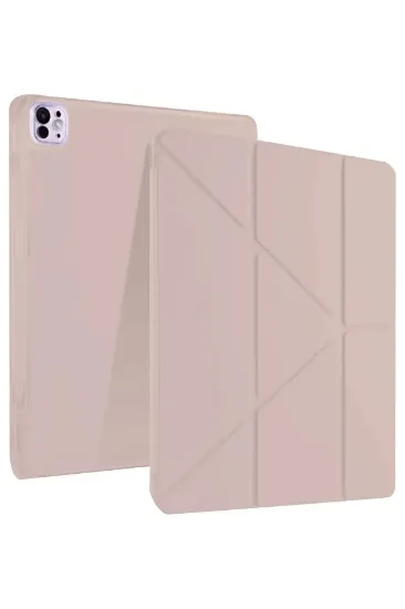 Newface iPad Pro 13 (2024) Kılıf Kalemlikli Mars Tablet Kılıfı - Rose Gold resmi