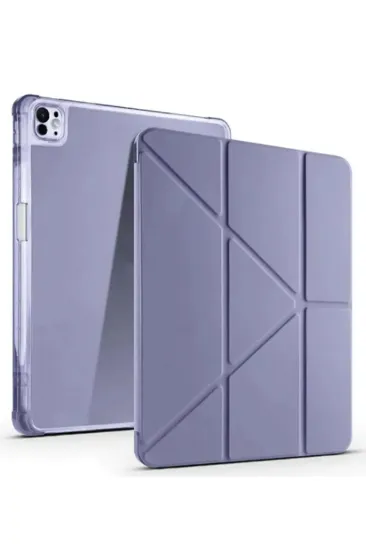 Newface iPad Pro 13 (2024) Kılıf Kalemlikli Mars Tablet Kılıfı - Lila resmi