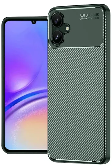 Newface Samsung Galaxy A06 Kılıf Auto Focus Karbon Kapak - Koyu Yeşil resmi
