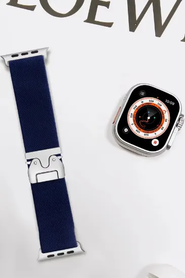 Newface Apple Watch 42mm Forest Kumaş Kordon - Lacivert resmi