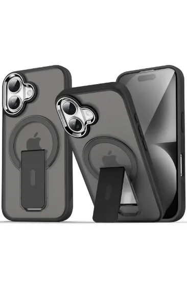 Newface iPhone 16 Plus Kılıf Tork Magsafe Standlı Kapak - Siyah resmi