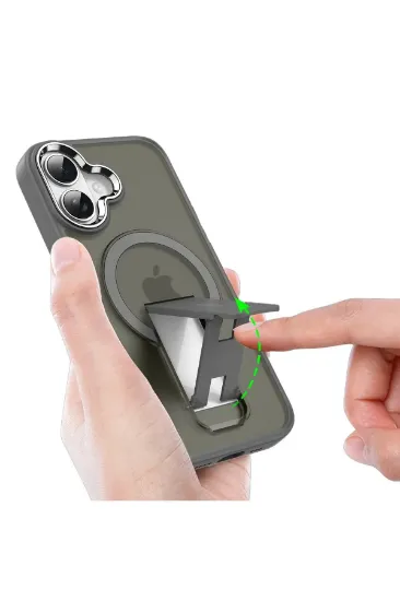 Newface iPhone 16 Plus Kılıf Tork Magsafe Standlı Kapak - Siyah resmi