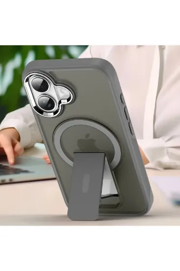 Newface iPhone 16 Plus Kılıf Tork Magsafe Standlı Kapak - Siyah resmi