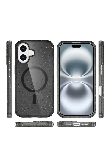 Newface iPhone 16 Plus Kılıf Glow Magsafe Kapak - Siyah resmi
