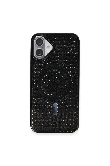 Newface iPhone 16 Kılıf Diamond Magsafe Kapak - Siyah resmi