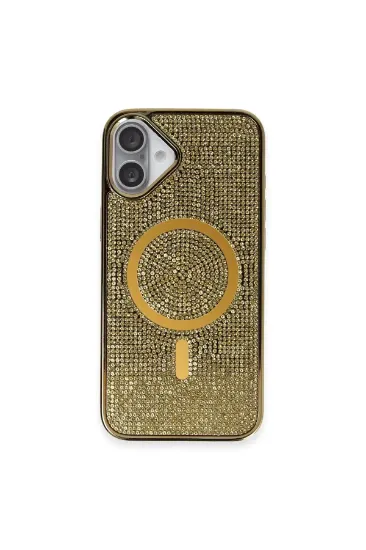 Newface iPhone 16 Plus Kılıf Diamond Magsafe Kapak - Gold resmi
