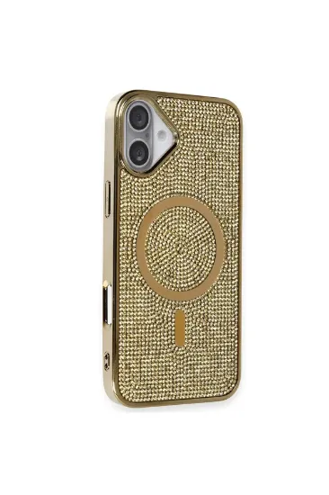 Newface iPhone 16 Plus Kılıf Diamond Magsafe Kapak - Gold resmi