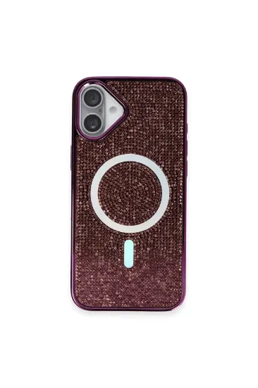 Newface iPhone 16 Plus Kılıf Diamond Magsafe Kapak - Derin Mor resmi