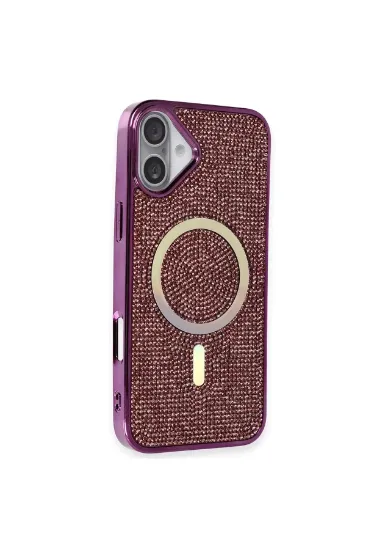 Newface iPhone 16 Plus Kılıf Diamond Magsafe Kapak - Derin Mor resmi