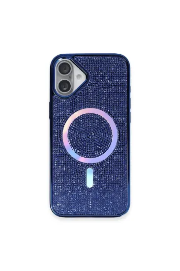 Newface iPhone 16 Plus Kılıf Diamond Magsafe Kapak - Lacivert resmi