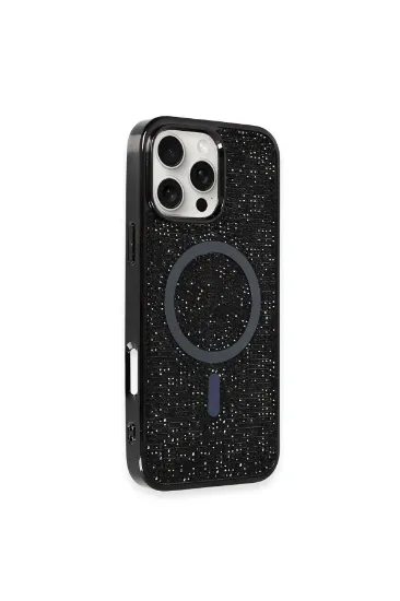 Newface iPhone 16 Pro Kılıf Diamond Magsafe Kapak - Siyah resmi
