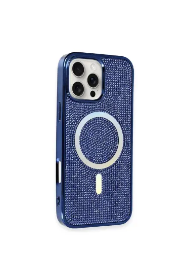 Newface iPhone 16 Pro Kılıf Diamond Magsafe Kapak - Lacivert resmi