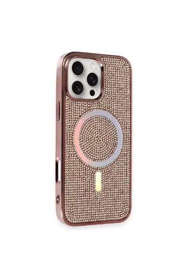 Newface iPhone 16 Pro Kılıf Diamond Magsafe Kapak - Pembe resmi