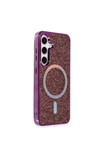 Newface Samsung Galaxy S24 Kılıf Diamond Magsafe Kapak - Derin Mor resmi