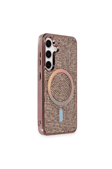 Newface Samsung Galaxy S24 Kılıf Diamond Magsafe Kapak - Pembe resmi