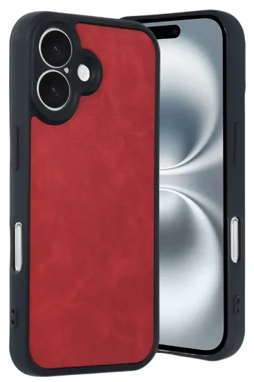 Newface iPhone 16 Kılıf Aras Deri Kapak - Kırmızı resmi
