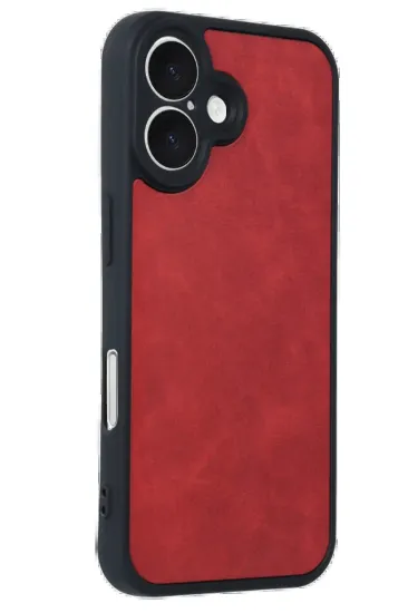 Newface iPhone 16 Kılıf Aras Deri Kapak - Kırmızı resmi