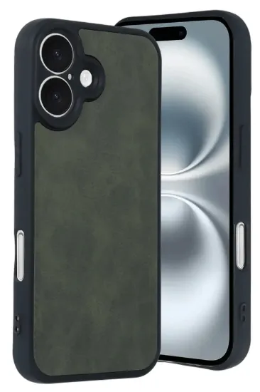 Newface iPhone 16 Kılıf Aras Deri Kapak - Koyu Yeşil resmi