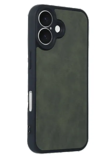 Newface iPhone 16 Kılıf Aras Deri Kapak - Koyu Yeşil resmi