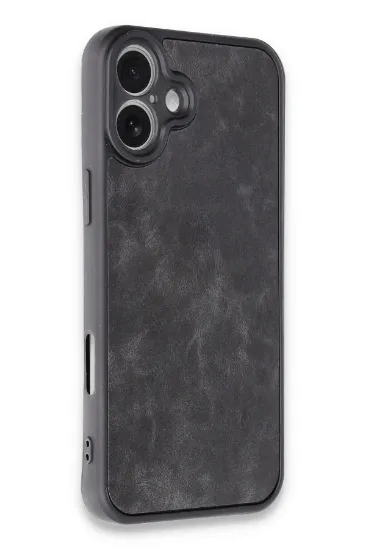 Newface iPhone 16 Plus Kılıf Aras Deri Kapak - Siyah resmi
