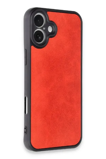 Newface iPhone 16 Plus Kılıf Aras Deri Kapak - Kırmızı resmi