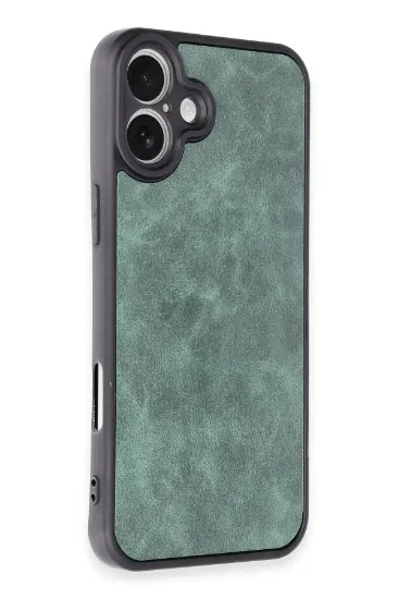 Newface iPhone 16 Plus Kılıf Aras Deri Kapak - Koyu Yeşil resmi