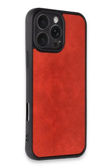 Newface iPhone 16 Pro Kılıf Aras Deri Kapak - Kırmızı resmi