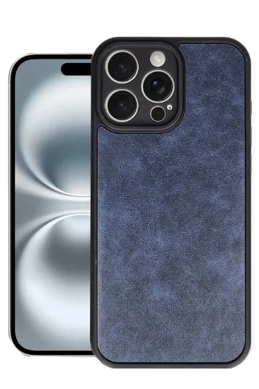 Newface iPhone 16 Pro Kılıf Aras Deri Kapak - Lacivert resmi