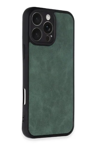 Newface iPhone 16 Pro Max Kılıf Aras Deri Kapak - Koyu Yeşil resmi