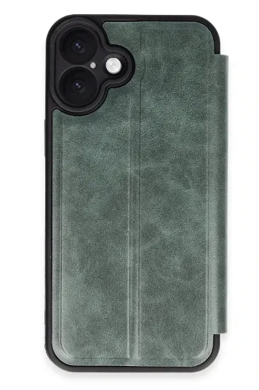 Newface iPhone 16 Kılıf Flip Cover - Koyu Yeşil resmi