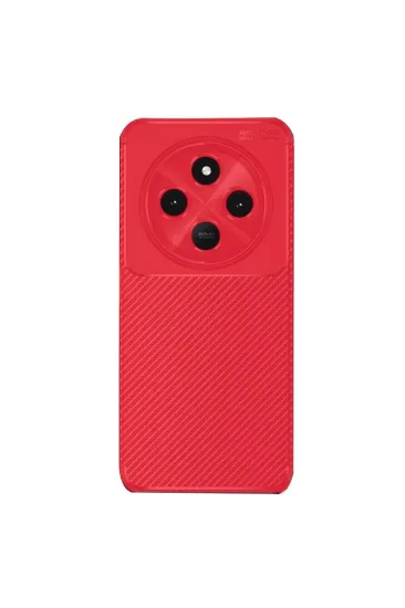 Newface Xiaomi Redmi 14C Kılıf Auto Focus Karbon Kapak - Kırmızı resmi