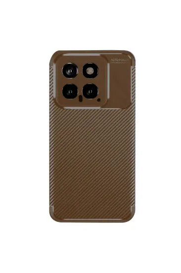Newface Xiaomi Mi 14T Kılıf Auto Focus Karbon Kapak - Kahverengi resmi