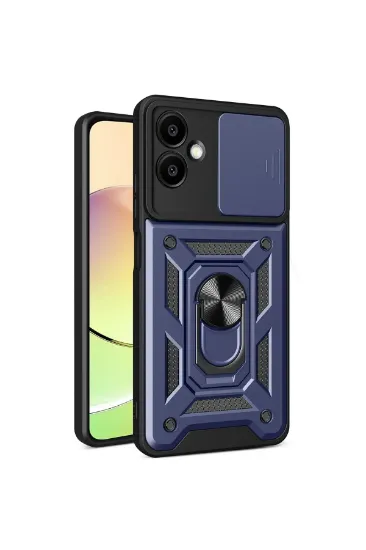 Newface Samsung Galaxy A06 Kılıf Pars Lens Yüzüklü Silikon - Lacivert resmi