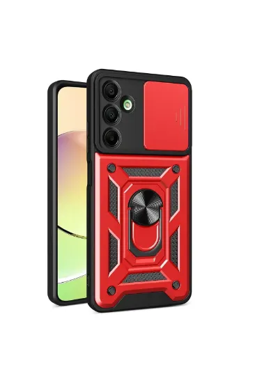 Newface Samsung Galaxy A16 5G Kılıf Pars Lens Yüzüklü Silikon - Kırmızı resmi