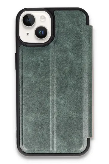Newface iPhone 14 Kılıf Flip Cover - Koyu Yeşil resmi