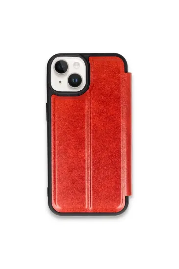 Newface iPhone 15 Kılıf Flip Cover - Kırmızı resmi