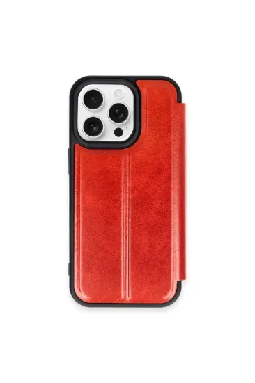 Newface iPhone 15 Pro Max Kılıf Flip Cover - Kırmızı resmi