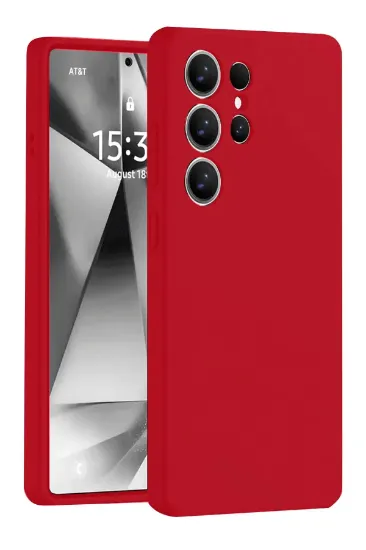 Newface Samsung Galaxy S25 Ultra Kılıf Nano içi Kadife Silikon - Kırmızı resmi