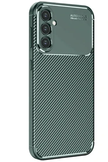 Newface Samsung Galaxy S25 Kılıf Auto Focus Karbon Kapak - Koyu Yeşil resmi